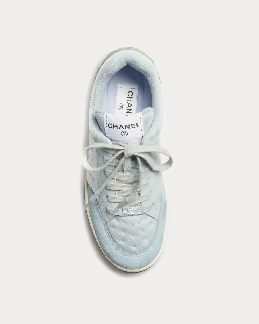 Mesh & Suede Calfskin Light Blue / Turquoise Low Top Sneakers