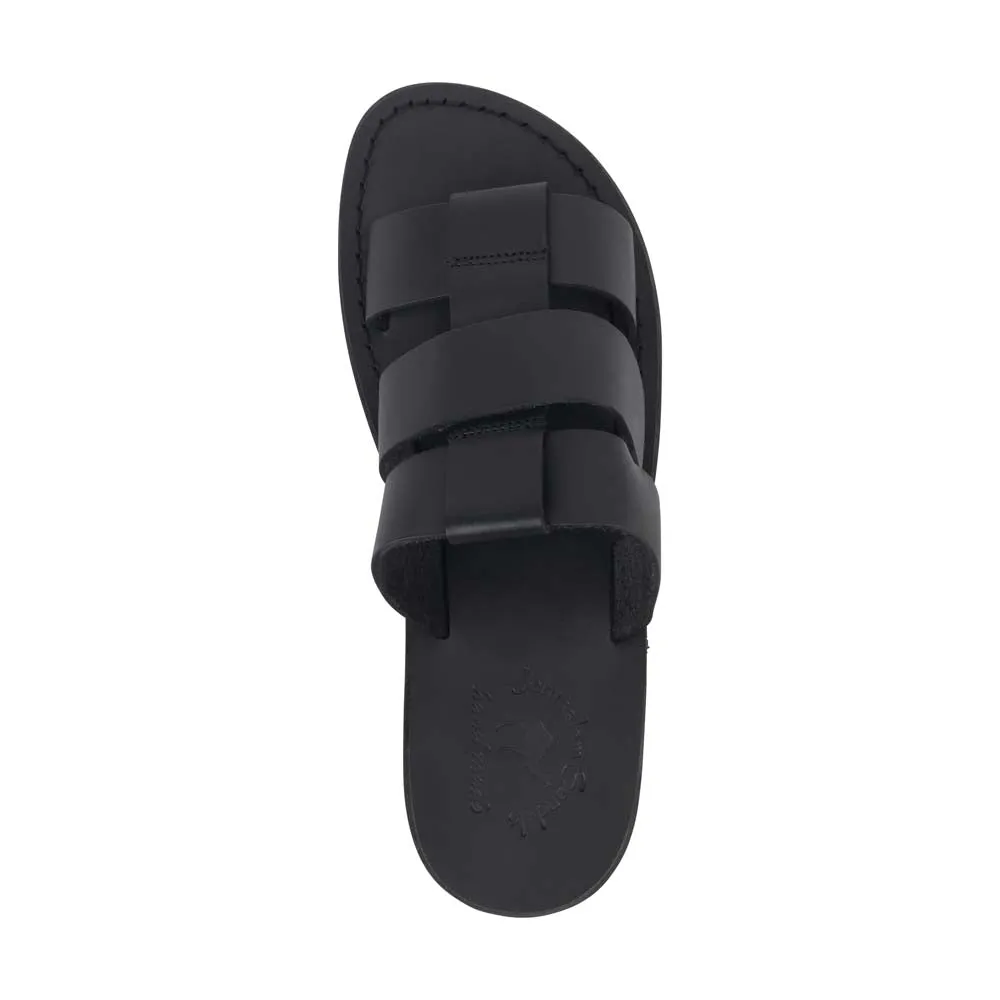 Micah - Leather Double Strap Sandal | Black
