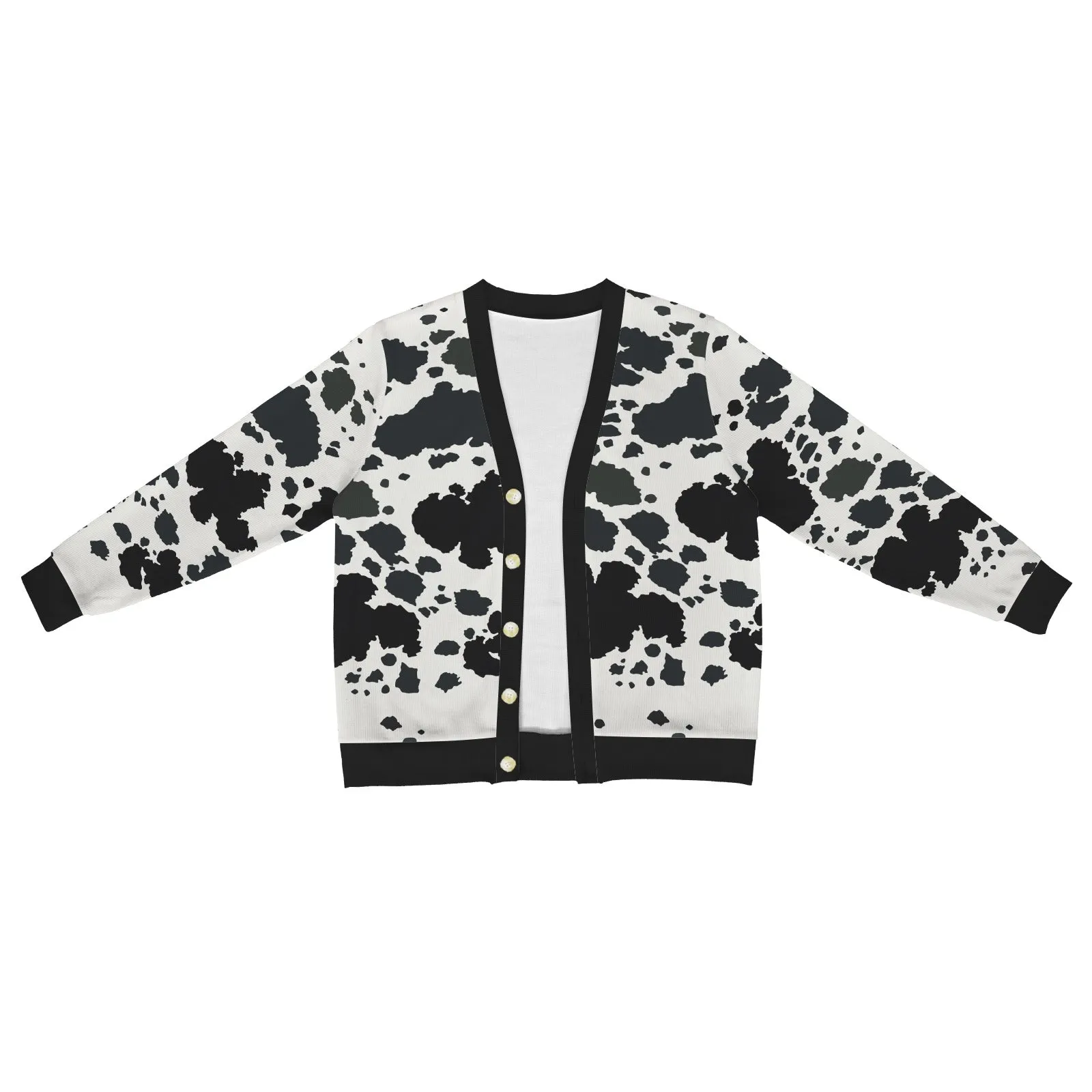 Moo-licious Cow Print Button-Up Cardigan  Trendy Urban Fashion