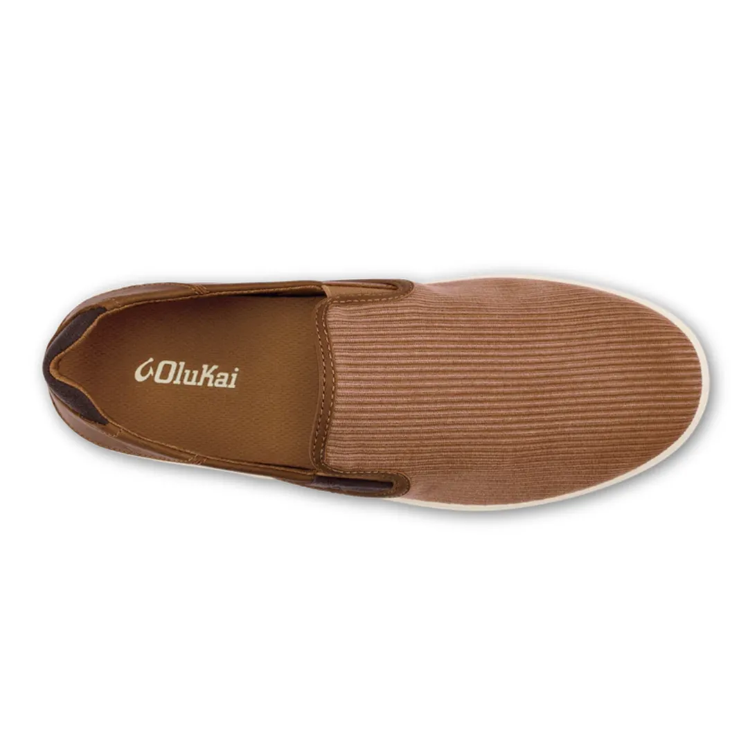 Olukai Lae'ahi Kapa Slip Ons - Tan/Dark Wood