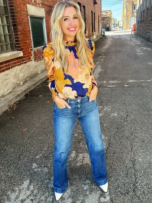 Paige Leenah 32" Wide Leg Jean in Wings