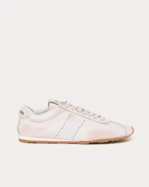Plume Bleached Nappa Leather White Low Top Sneakers