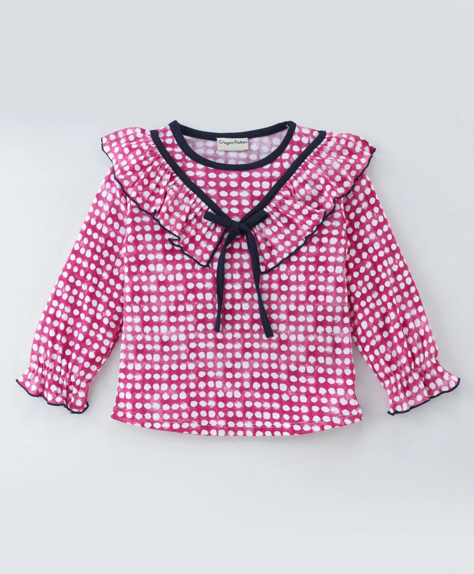 Polka Printed V Frilled Top Leggings Set
