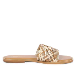 SAINT JADE MULTI TAN WOVEN LEATHER SLIP ON