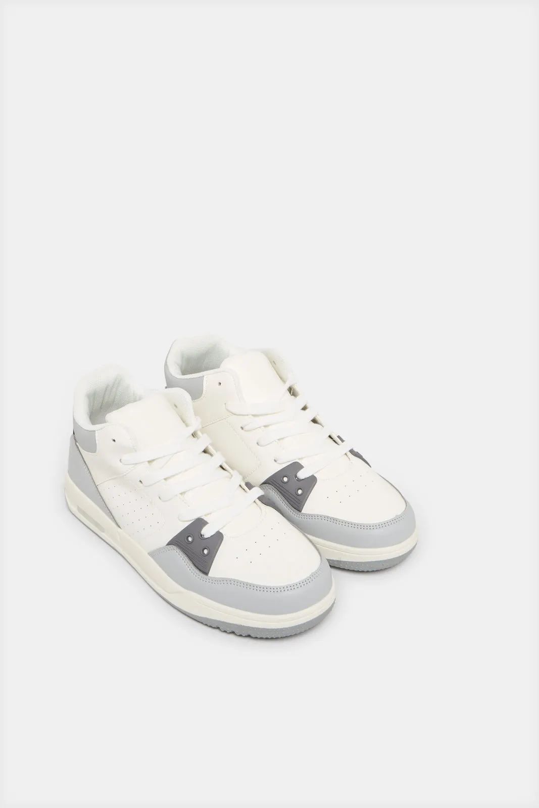Senior Boys White Material Block High Top
