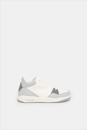 Senior Boys White Material Block High Top
