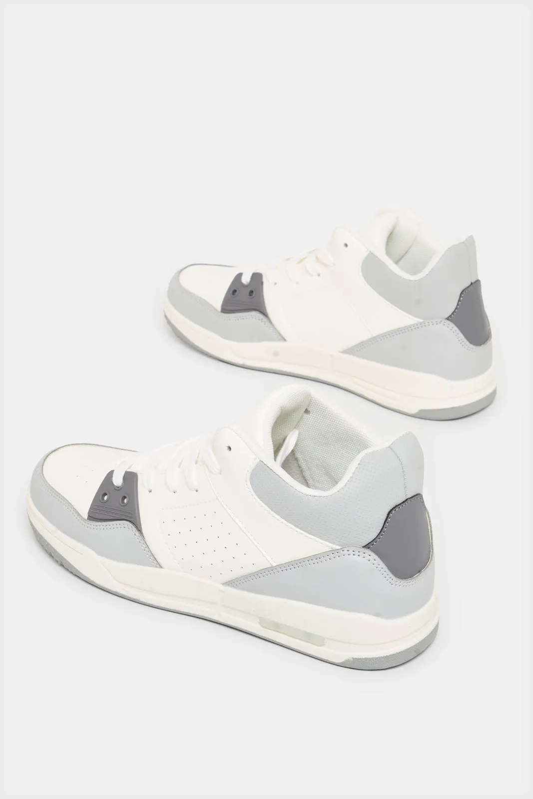Senior Boys White Material Block High Top