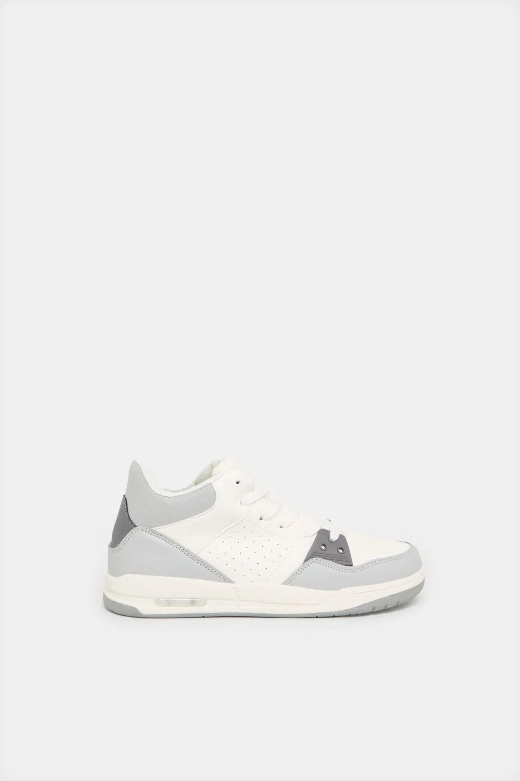 Senior Boys White Material Block High Top