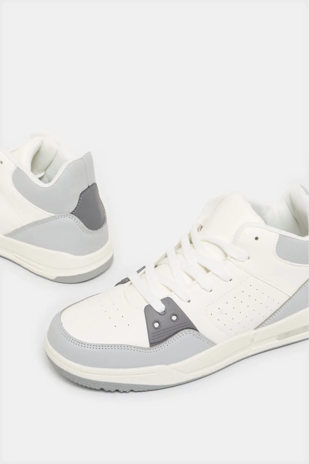Senior Boys White Material Block High Top