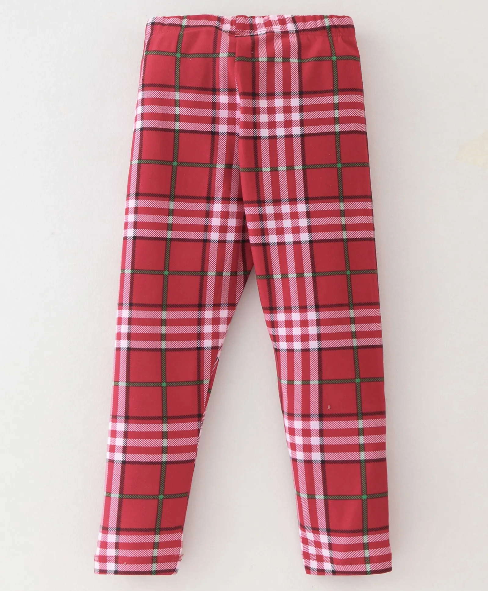 Solid Frilled Top Checkered Leggings Set