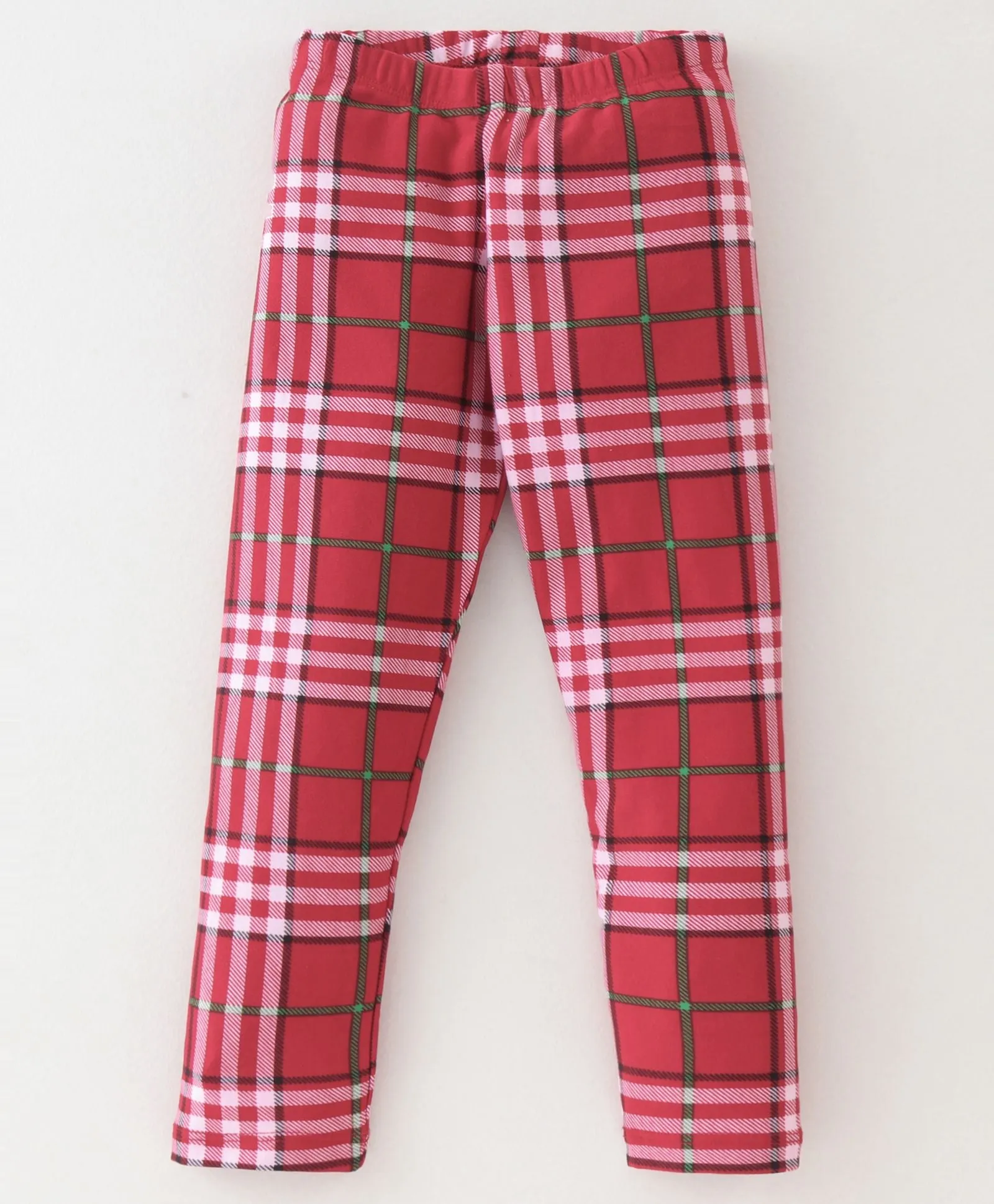 Solid Frilled Top Checkered Leggings Set