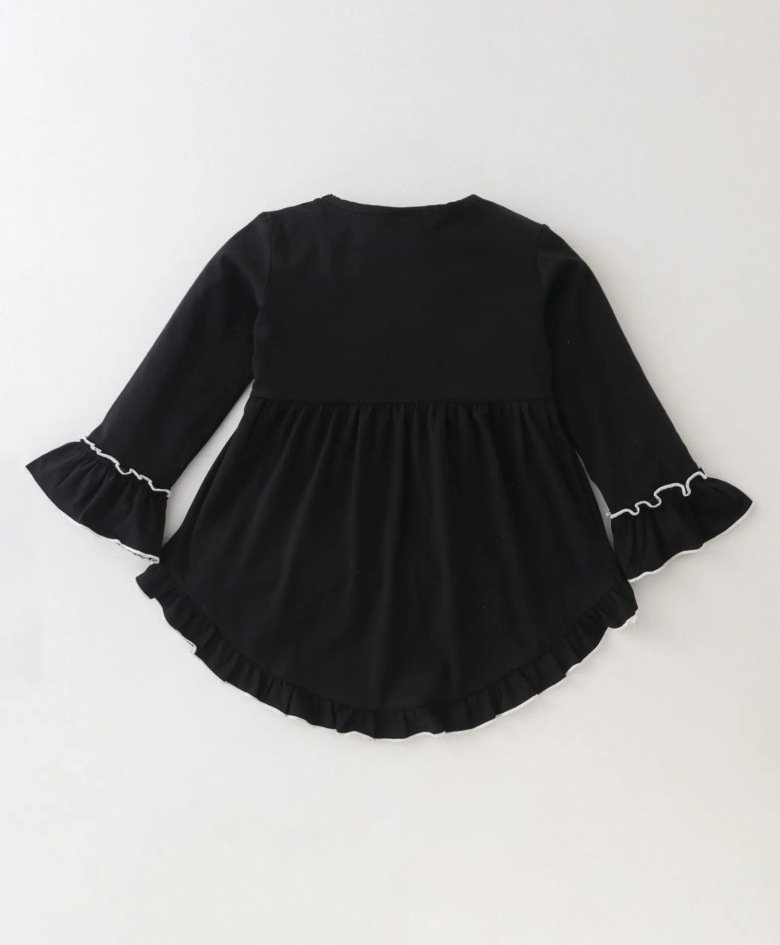 Solid Frilled Top Checkered Leggings Set