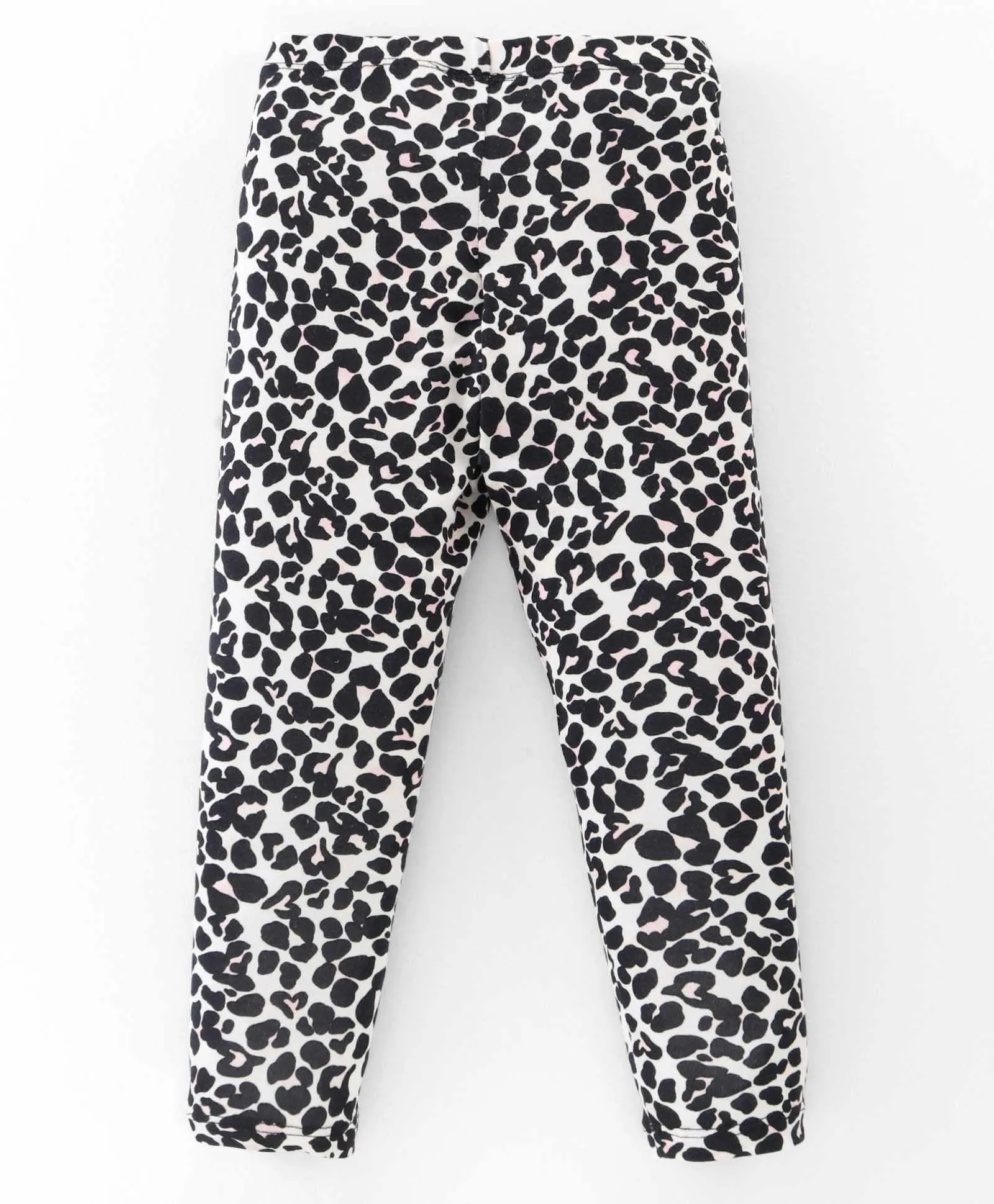 Solid V Frilled Top Animal Print Leggings Set