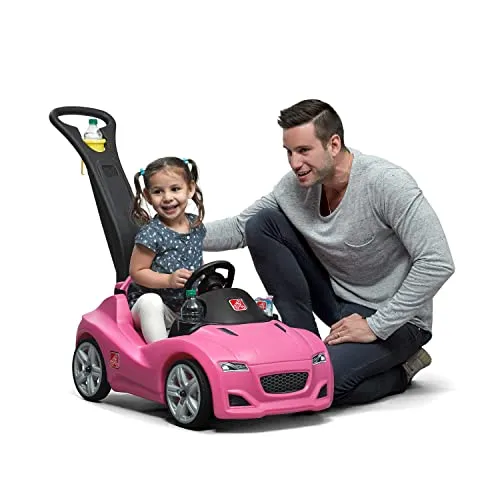 Step2 Whisper Ride Cruiser Kids Push Car, Ride On Car, Seat Belt and Horn, Toddlers 18 - 48 months, Easy Storage, Pink, Large