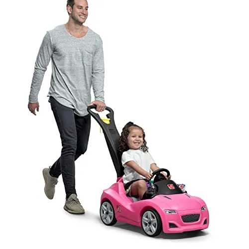 Step2 Whisper Ride Cruiser Kids Push Car, Ride On Car, Seat Belt and Horn, Toddlers 18 - 48 months, Easy Storage, Pink, Large