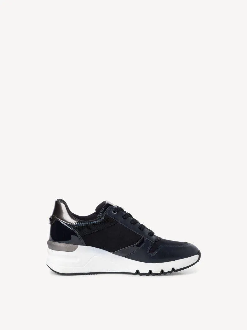 Tamaris Navy Combo Wedge Lace & Zip Up Trainer