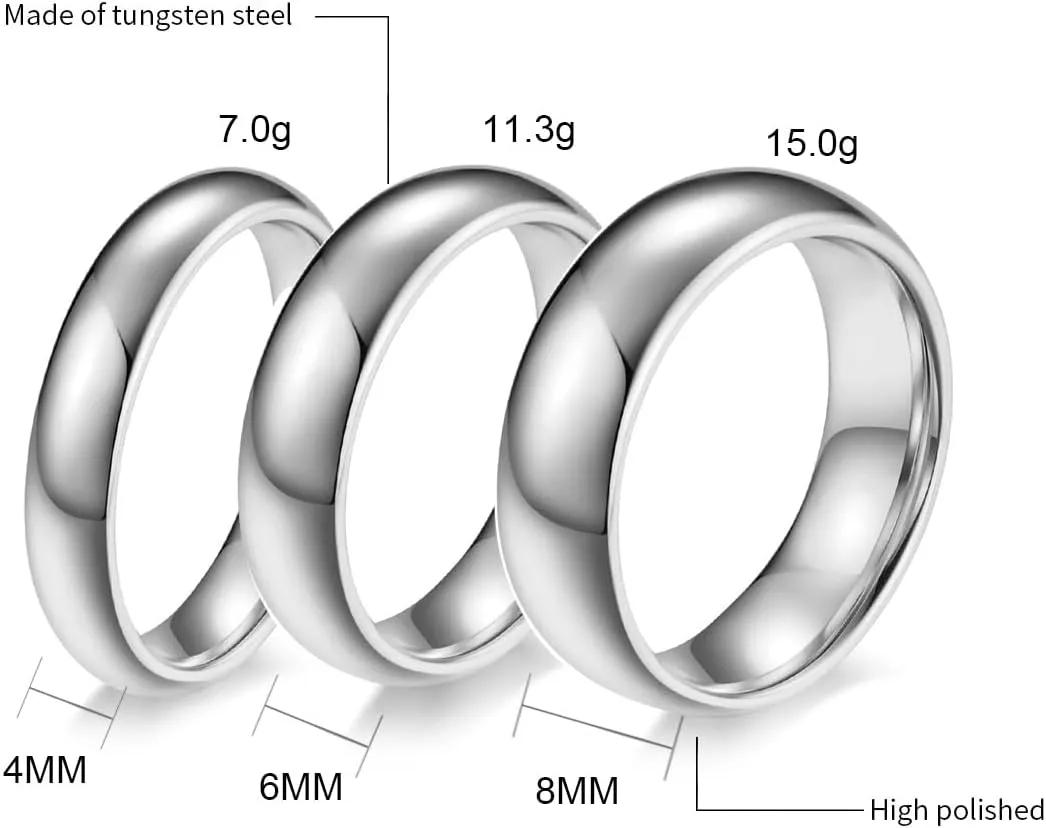 Tungsten carbide Dome Jesus Ring Christian Religious Holy Cross Wedding Engagement Faith Script Cross Blessed Inspirational Ring - Amulet Ring Catholic Ring Jewelry, Size 5 to 13