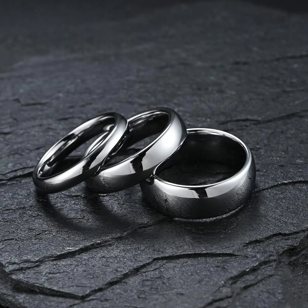 Tungsten carbide Dome Jesus Ring Christian Religious Holy Cross Wedding Engagement Faith Script Cross Blessed Inspirational Ring - Amulet Ring Catholic Ring Jewelry, Size 5 to 13