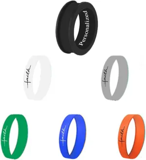 Two-Tone Cross Silicone Ring Faith Script Cross Free Engraved Christian Ring - Customize Men Women Faith Inspirational Rubber Band, Size 8 to 13