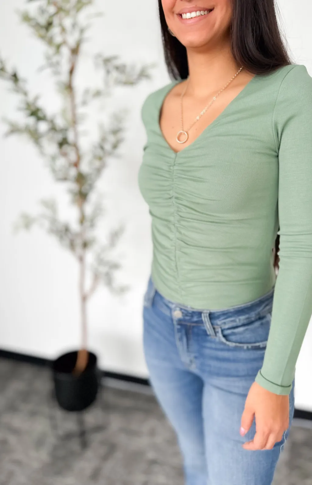 Tyra Cinched Ribbed Top