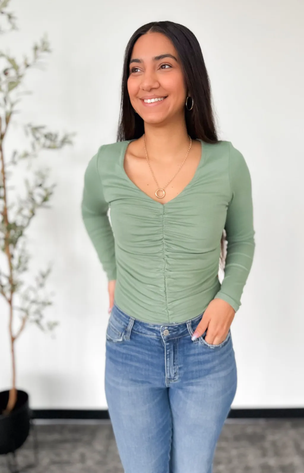Tyra Cinched Ribbed Top