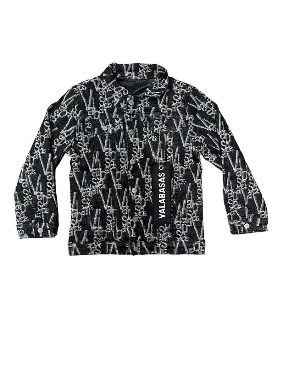 V-INK" Denim Jacket - Black/White
