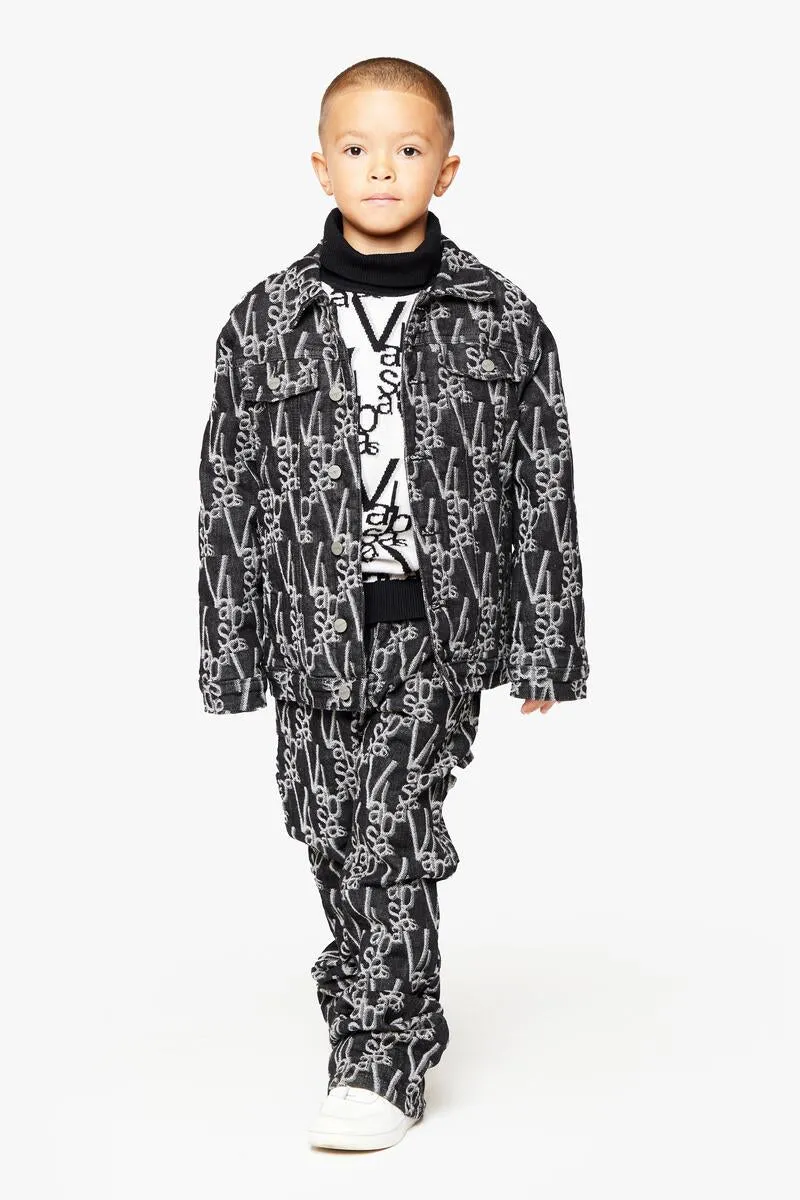 V-INK" Denim Jacket - Black/White