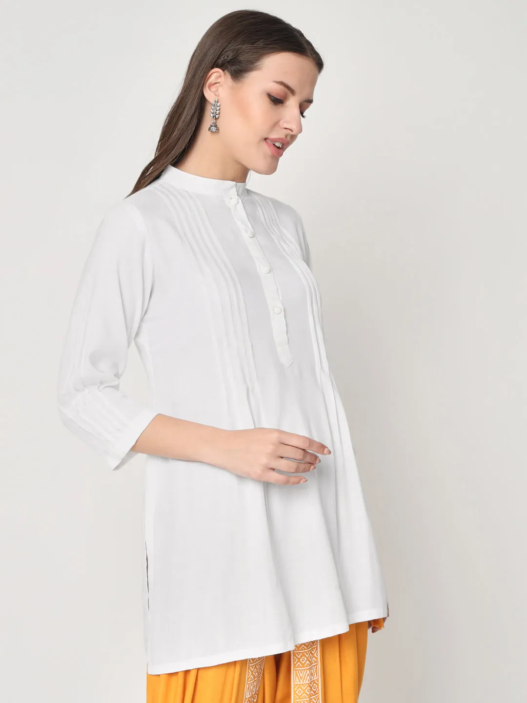 Viscose Solid Pintuck Kurti