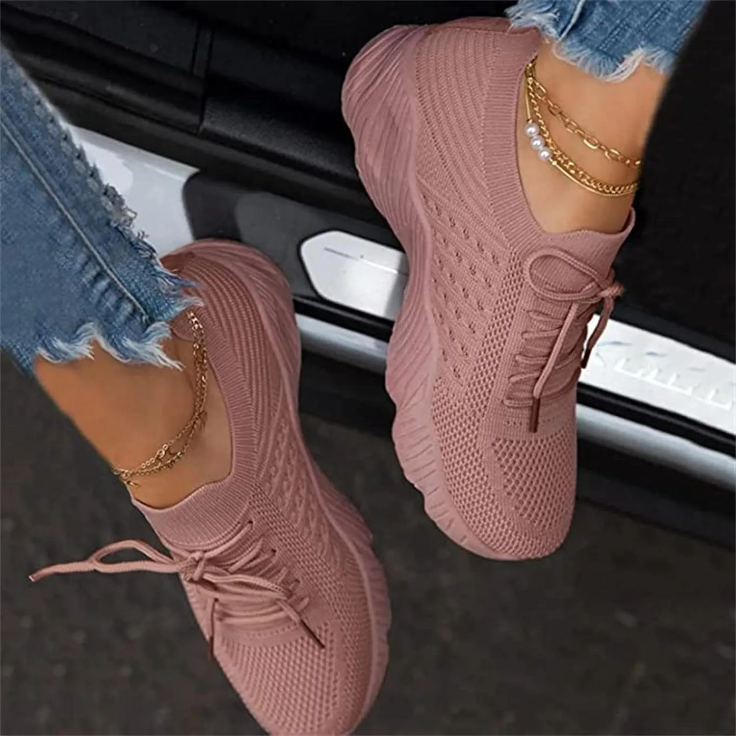Walking Shoes Women Arch Support Slip On Sneakers Comfort Light Weight Casual Athletic Gym Tennis Running Sneakers