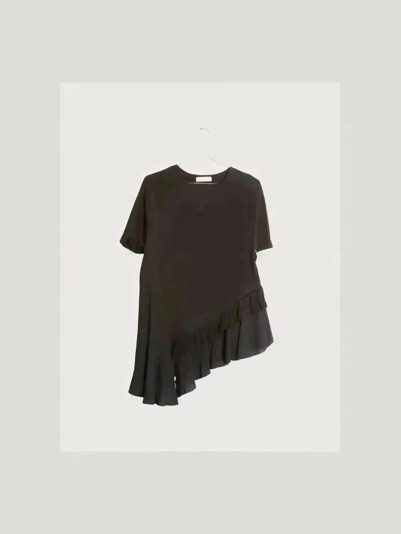 Women’s Asymmetrical Ruffle Top | Premium Black Fabric | Stylish & Versatile Casual Wear | One Posh Closet