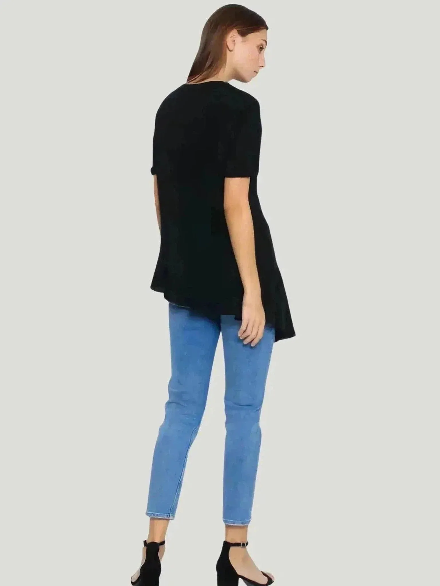 Women’s Asymmetrical Ruffle Top | Premium Black Fabric | Stylish & Versatile Casual Wear | One Posh Closet