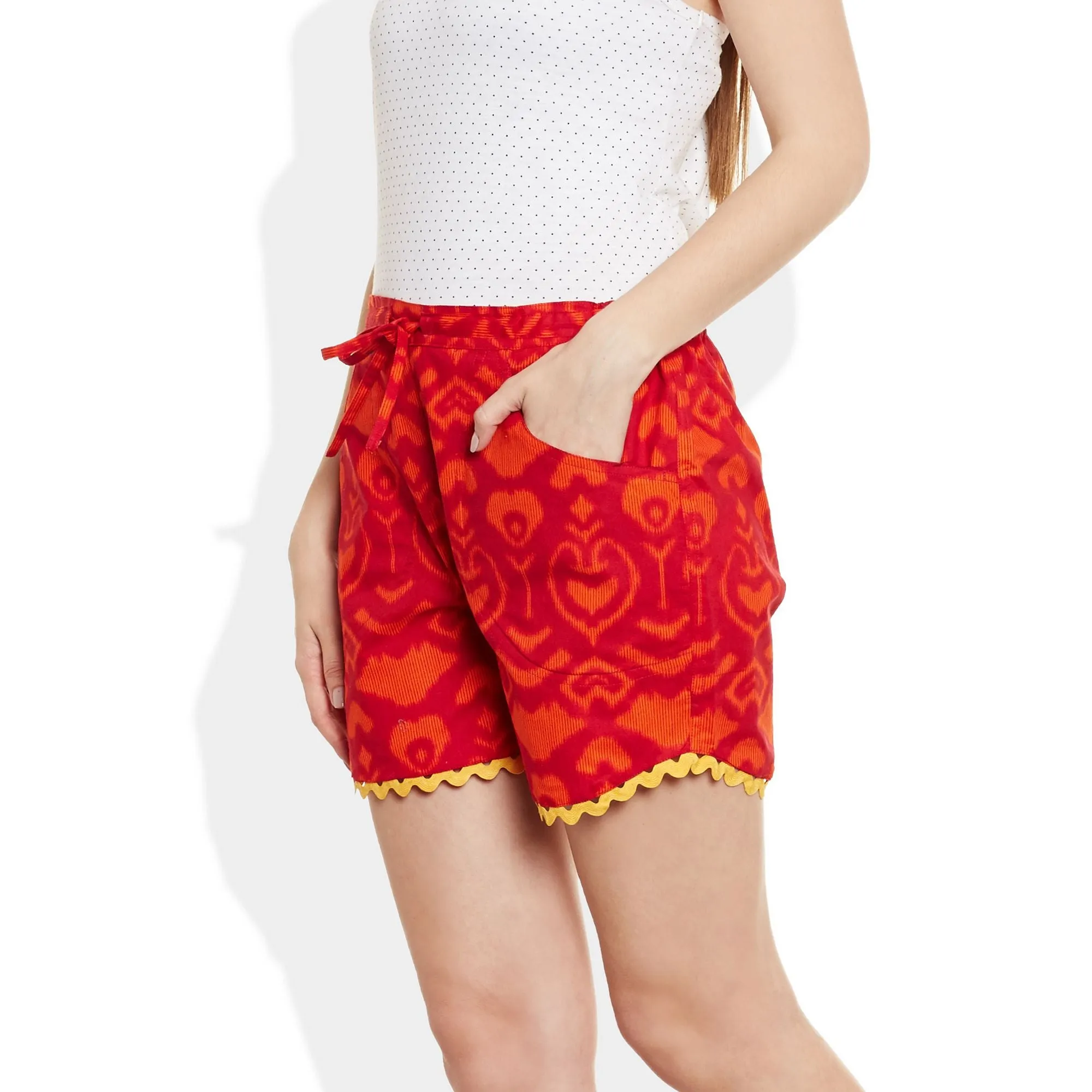 Womens Cotton Printed Beach Shorts Summer Pants Indian X- Large Size,W-CSRTXL-2804