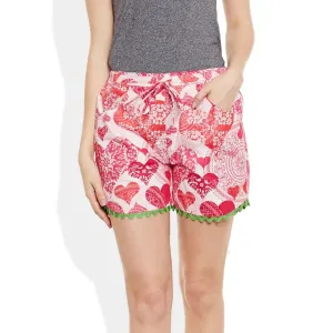 Womens Cotton Printed Beach Shorts Summer Pants Indian X- Large Size,W-CSRTXL-2836