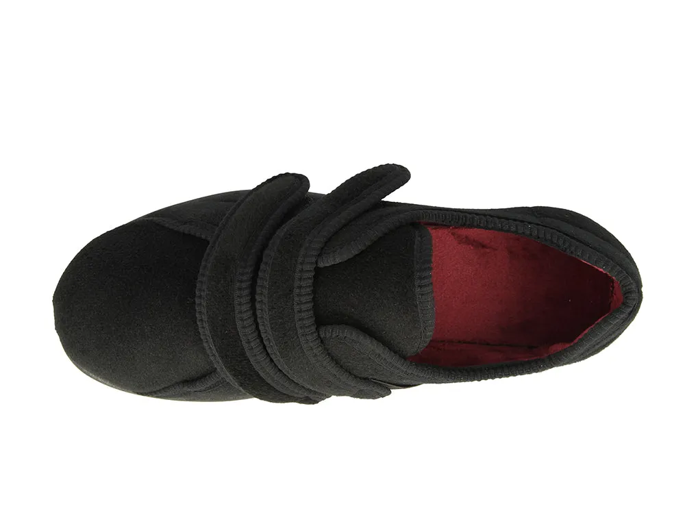 Womens Wide Fit Adjustable Eunice Black Slippers