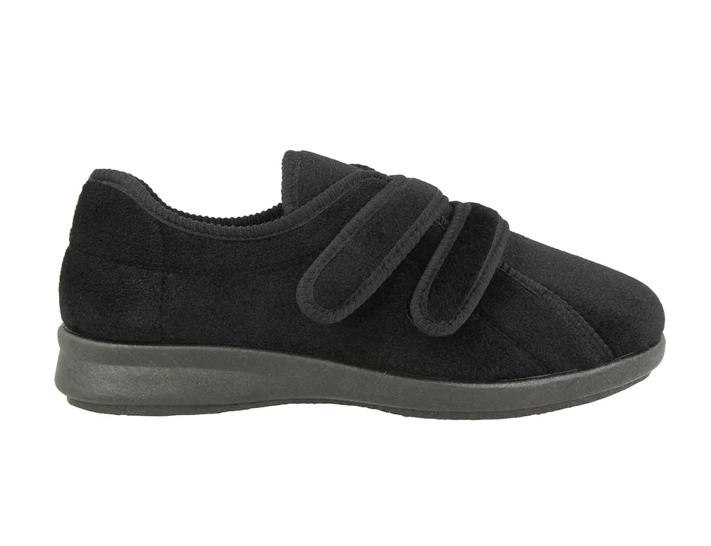 Womens Wide Fit Adjustable Eunice Black Slippers