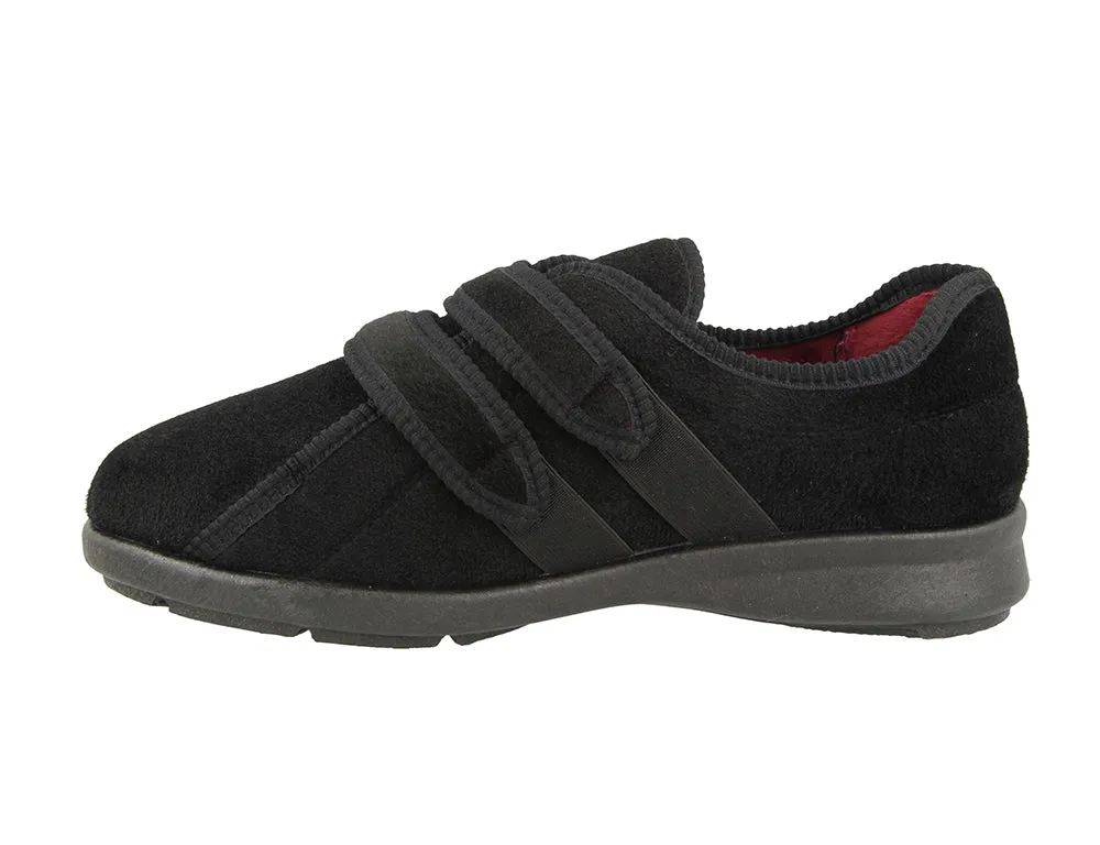 Womens Wide Fit Adjustable Eunice Black Slippers