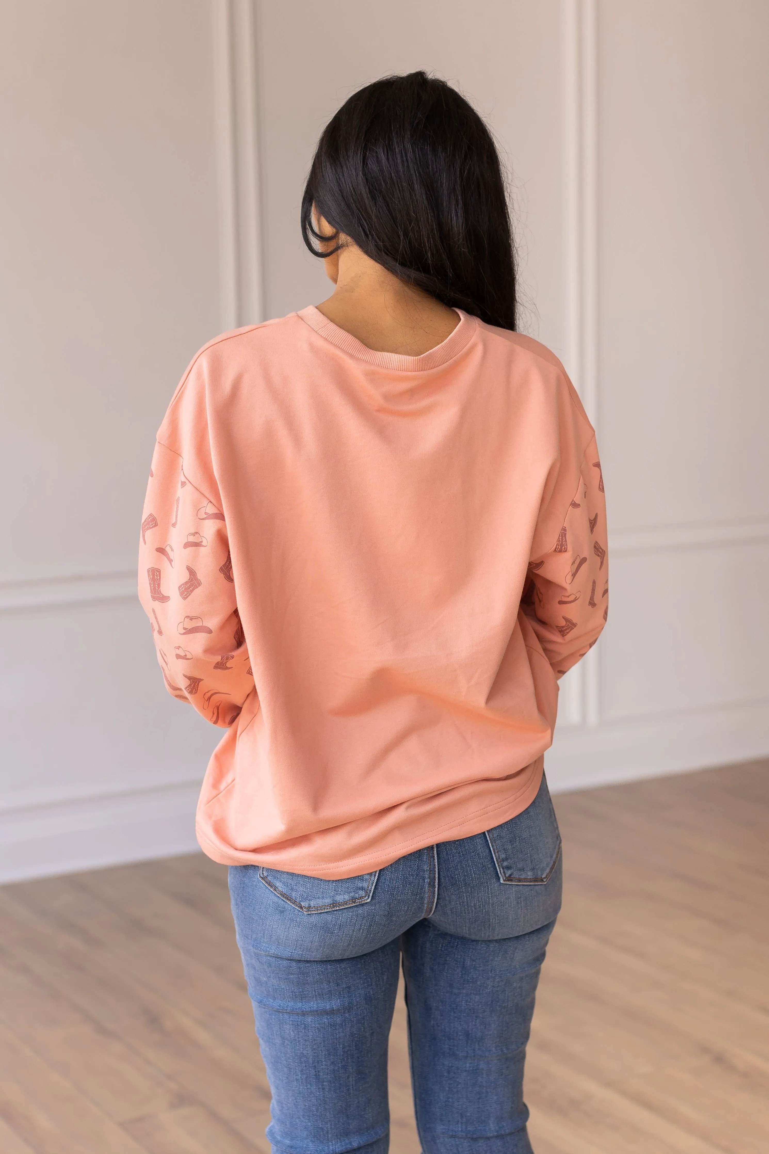 Yee Haw Blush Pink Pullover: Pink / L