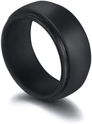 Yin Yang Tai Chi Silicone Ring Step Edge Rubber Ring Taoism Religious Jewelry with Free Engraved Inspirational Amulet Silicone Bands for Men/Best Friend, (Multicolor) Size 6 to 14