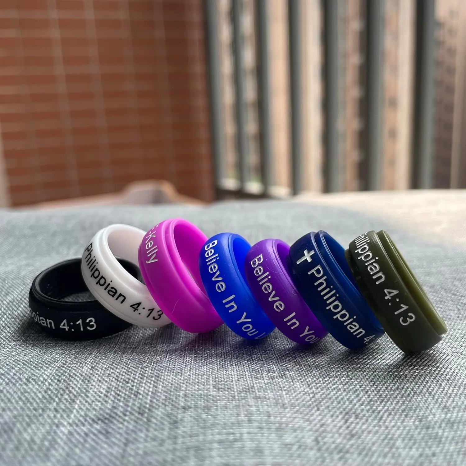 Yin Yang Tai Chi Silicone Ring Step Edge Rubber Ring Taoism Religious Jewelry with Free Engraved Inspirational Amulet Silicone Bands for Men/Best Friend, (Multicolor) Size 6 to 14