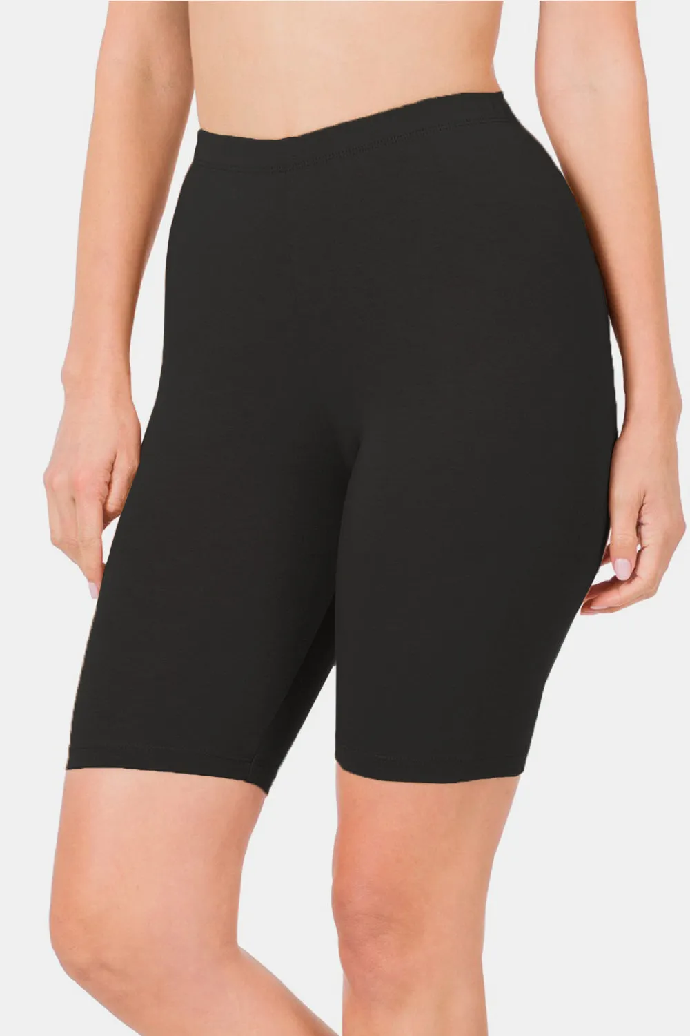 Zenana High Waist Biker Shorts - Black